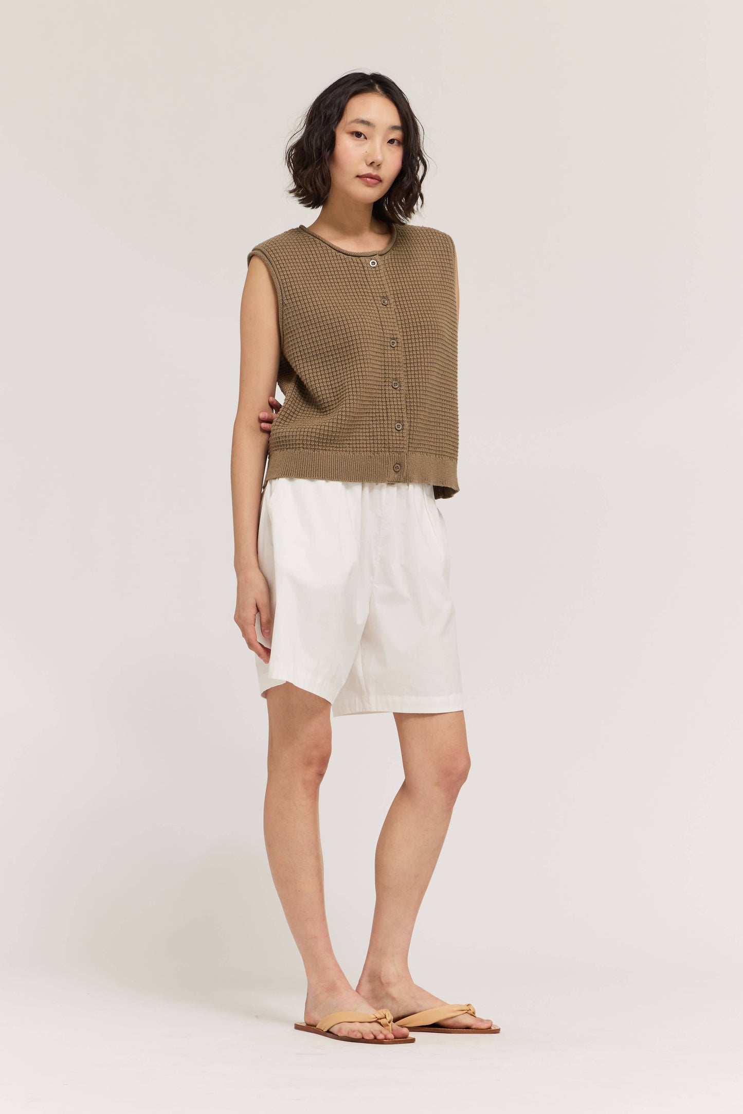 42156 - GILET A MAGLIA CON MOTIVO A QUADRI