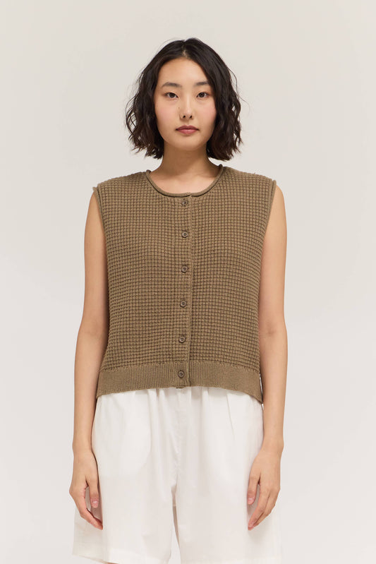 42156 - GILET A MAGLIA CON MOTIVO A QUADRI