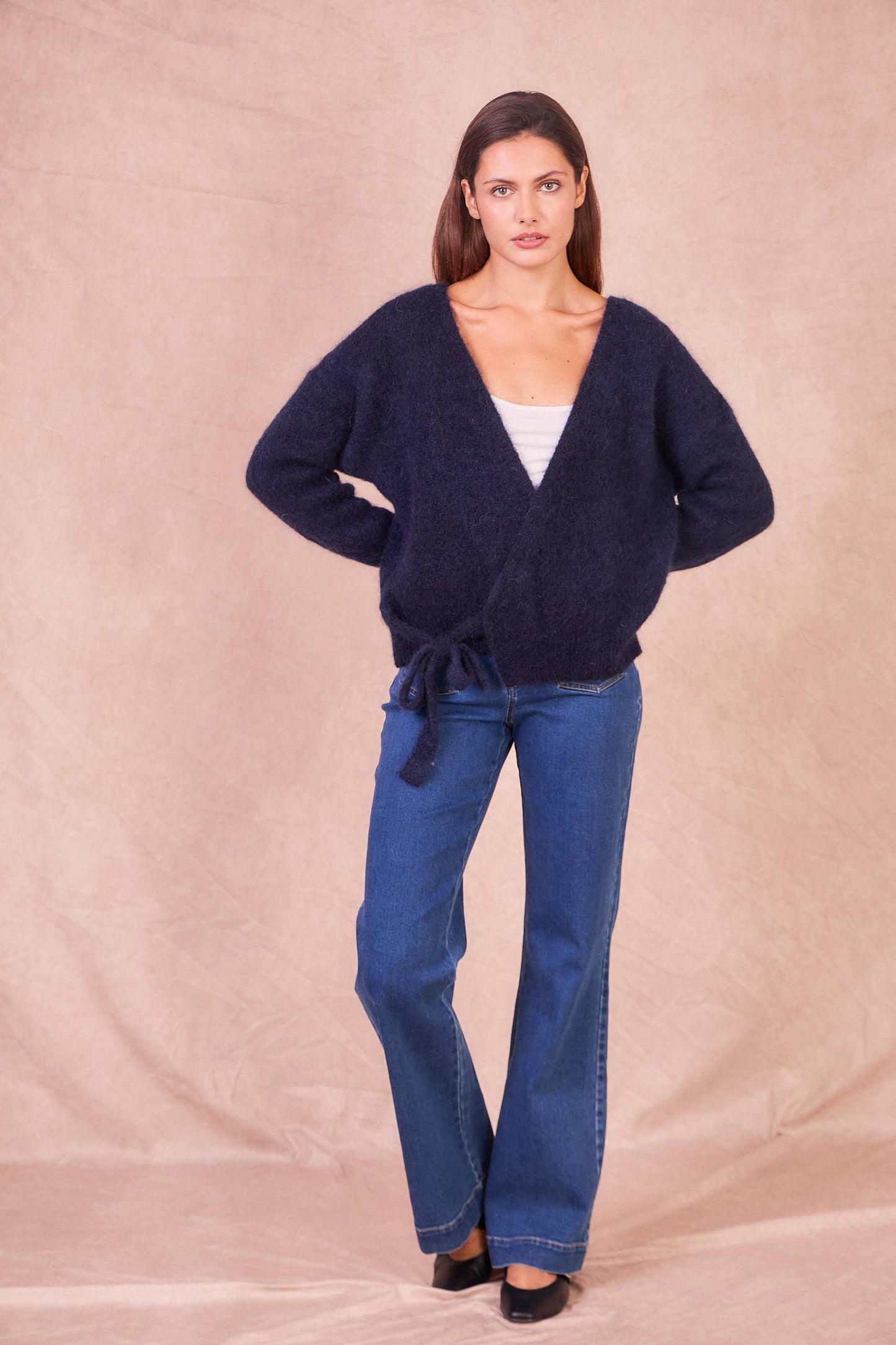 Cardigan Avvolgente in Misto Mohair