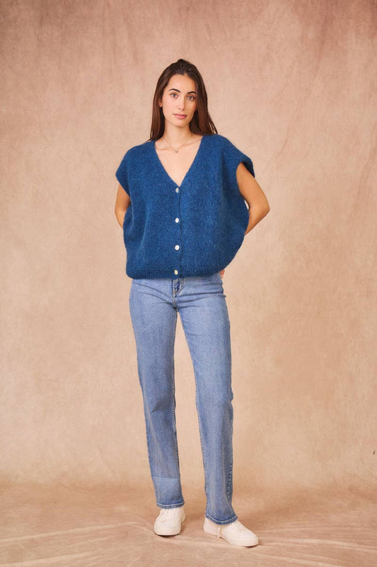 Cardigan Senza Maniche in Kid Mohair