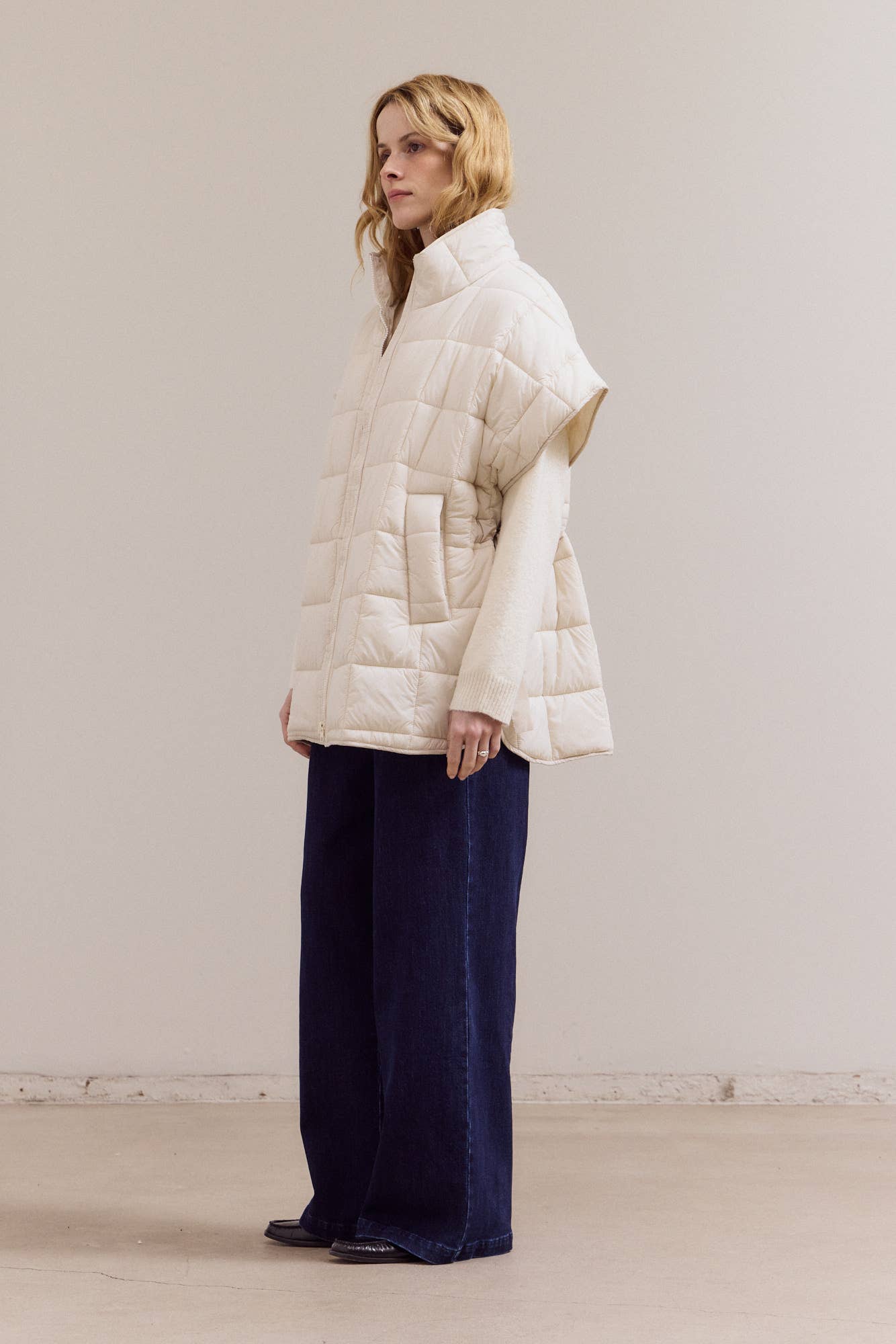 80416 - GILET IMBOTTITO TRAPUNTATO CON ZIP E COLLO ALTO