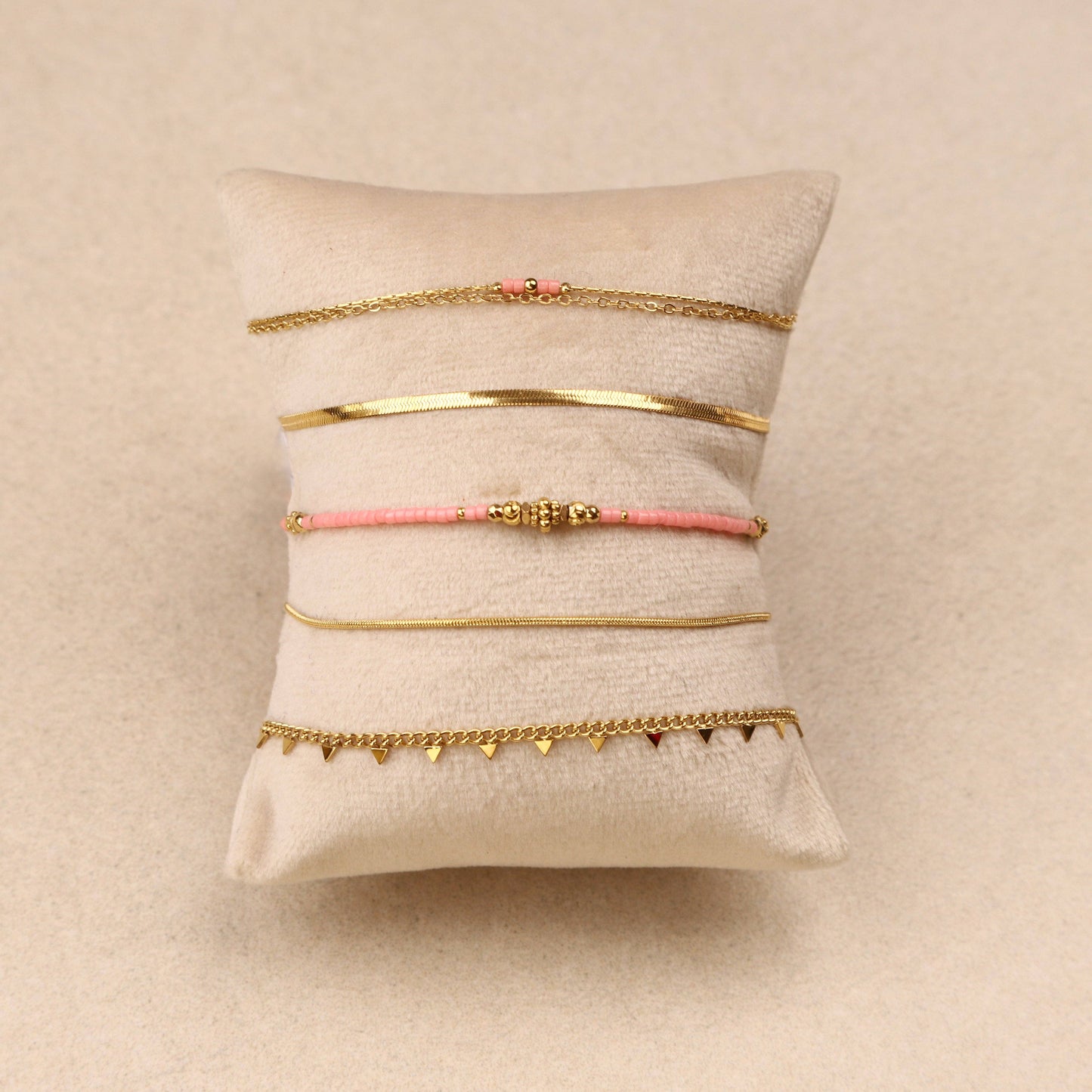 Set di 10 braccialetti in acciaio (rosa)