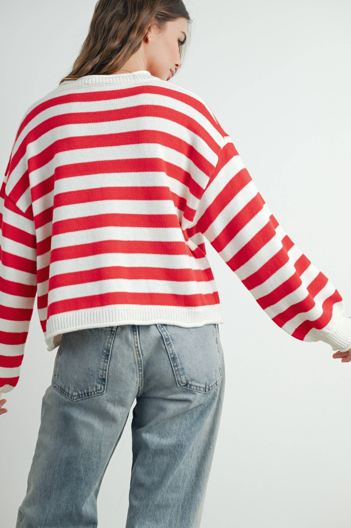 Maglione a righe con bottoni sul davanti - BMC7683