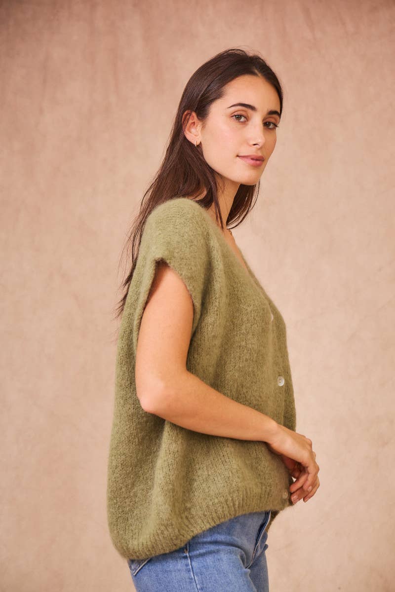 Cardigan Senza Maniche in Kid Mohair