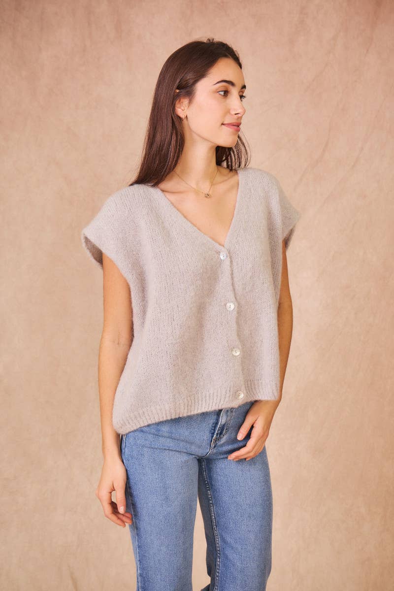Cardigan Senza Maniche in Kid Mohair