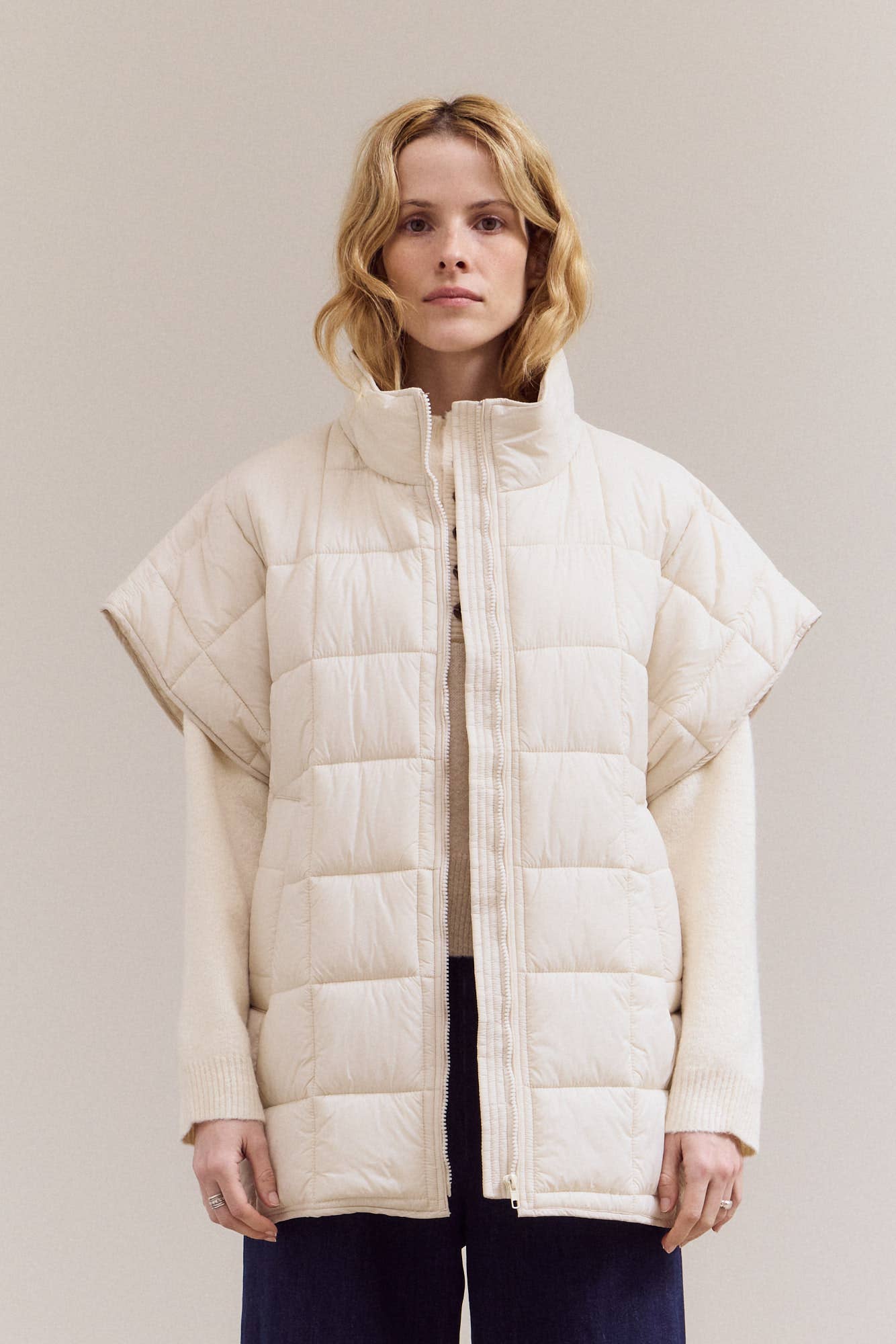 80416 - GILET IMBOTTITO TRAPUNTATO CON ZIP E COLLO ALTO