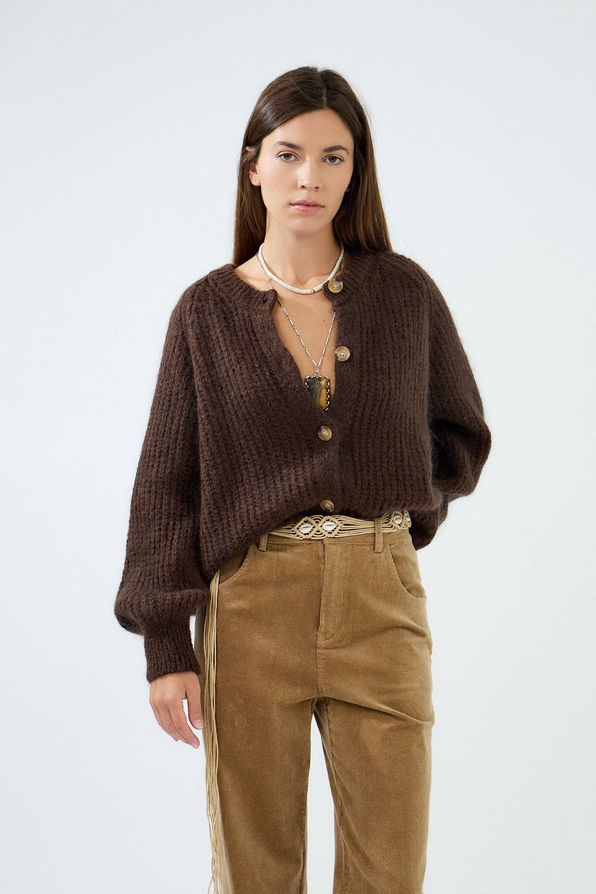 Cardigan in mohair testurizzato