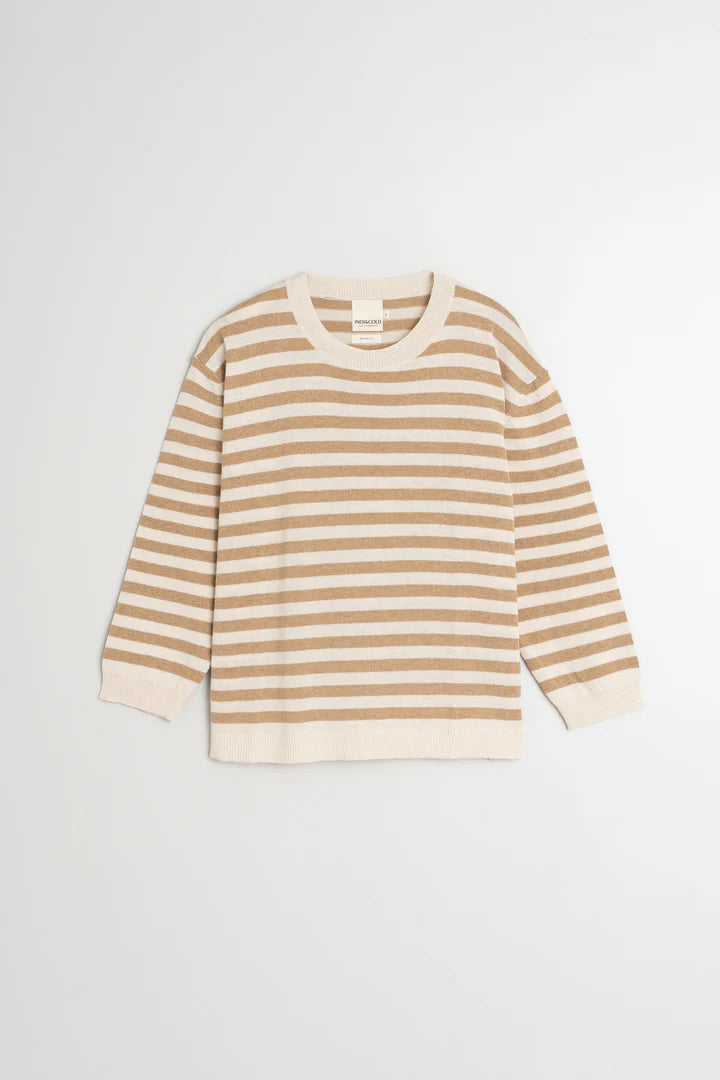 Sweater oversize a righe ecru