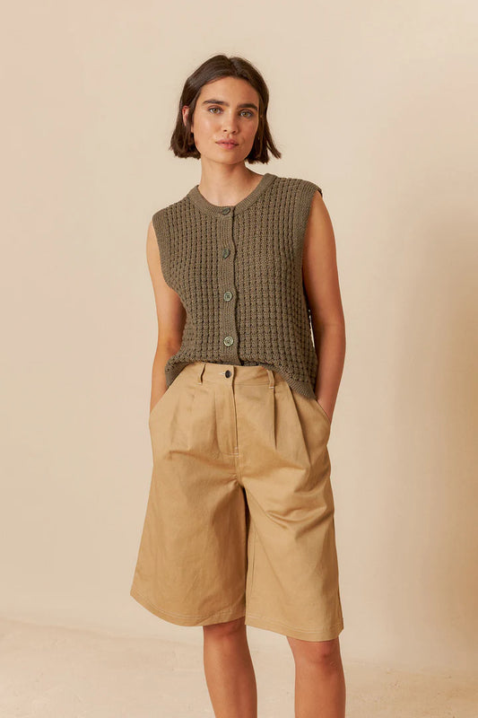 Bermuda in gabardine misto lino