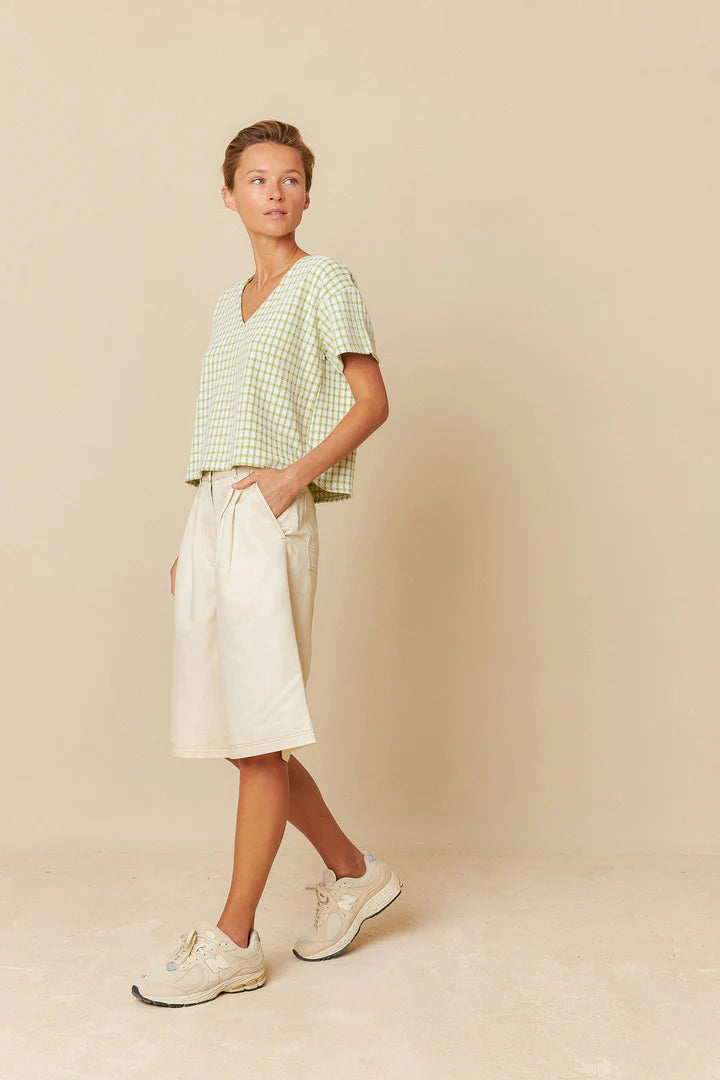 Bermuda in gabardine misto lino