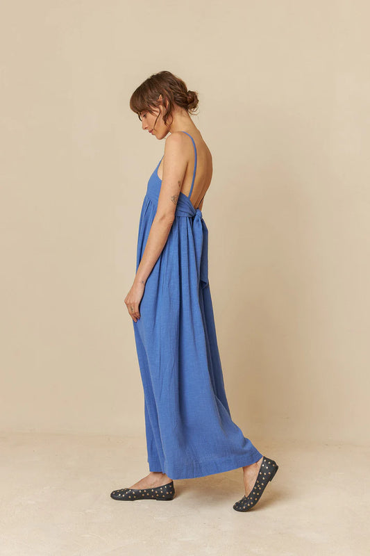 Maxi dress con fiocco blu klein