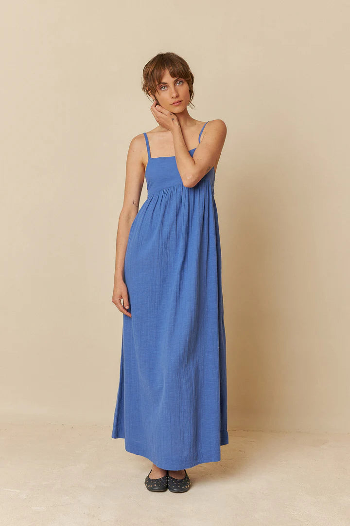 Maxi dress con fiocco blu klein