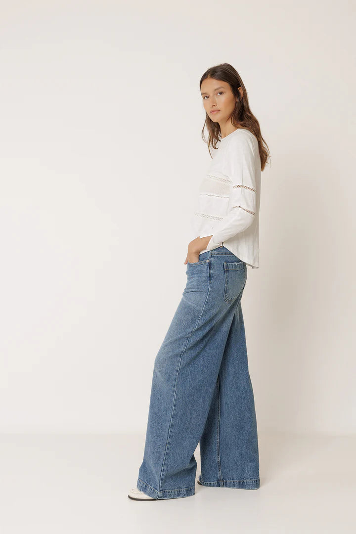 Pant denim wide leg