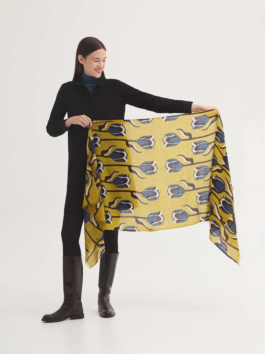 Foulard Big Tulips fondo Giallo