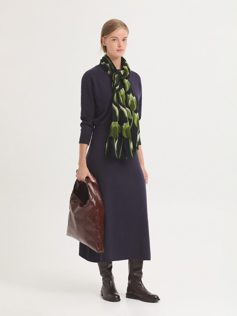 Foulard Big Tulips fondo Navy