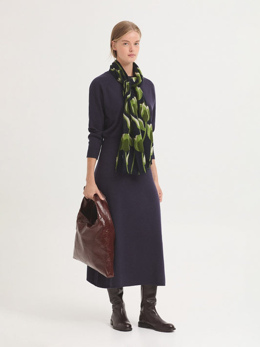 Foulard Big Tulips fondo Navy