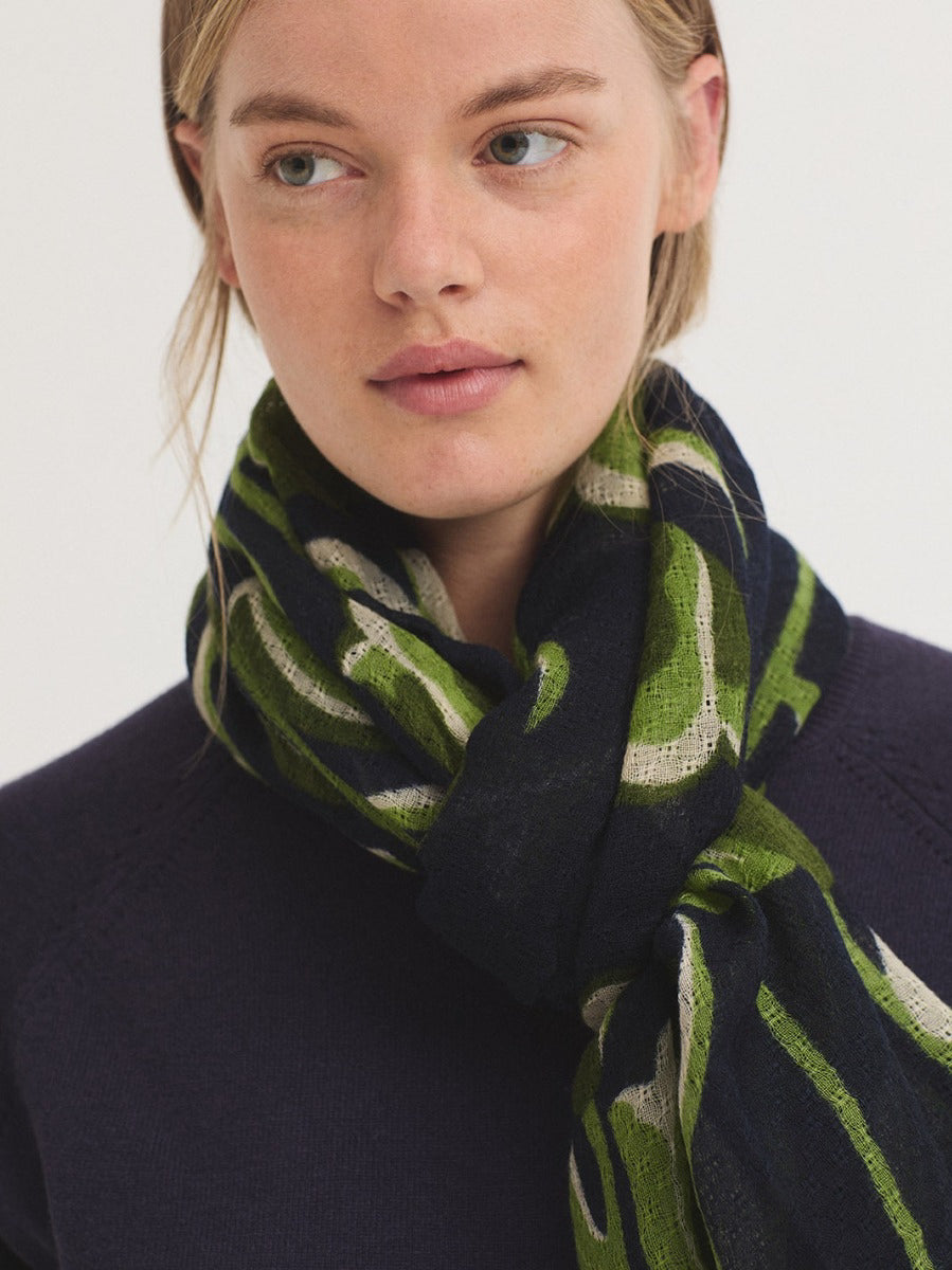 Foulard Big Tulips fondo Navy