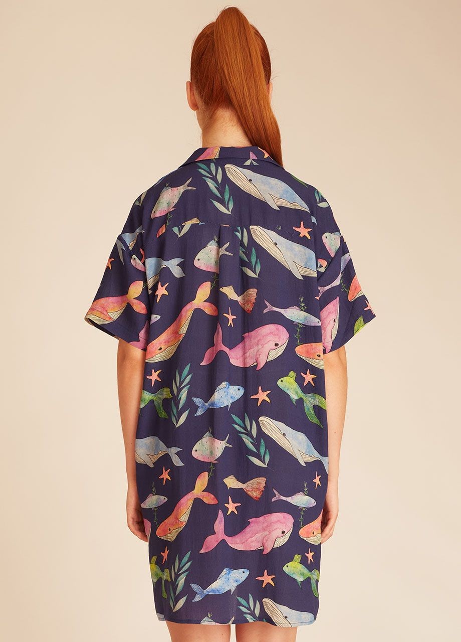 Whales shirt dress