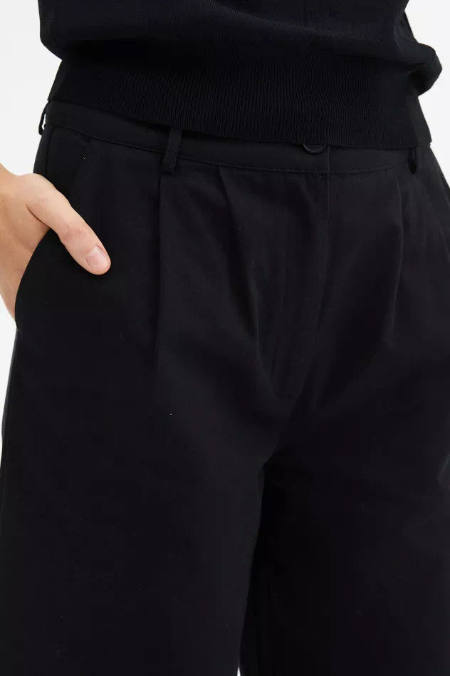 Pantaloni lunghi dritti con pinces neri