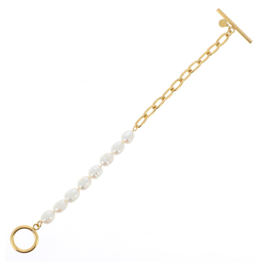 Bracciale regolabile con catena e perle di fiume