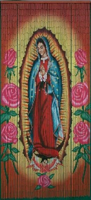 Tenda ombreggiante con fili in bamboo illustrata Nostra Signora di Guadalupe