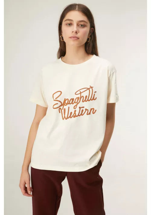 T-shirt a maniche corte con stampa frontale "spaghetti western"